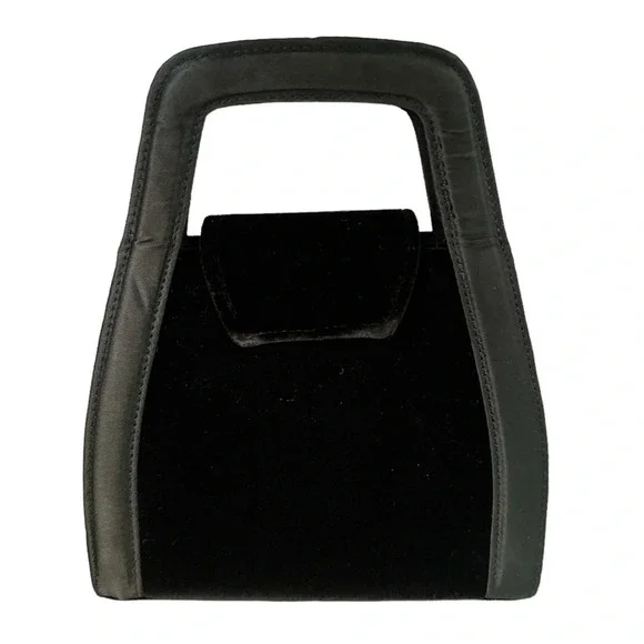 Black Suede & Satin Mini Handbag/Crossbody Bag Vintage - Picture 1 of 7